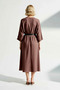 Women's Double Breasted Collared Bat Sleeve A-Line Midi Dress with Belt Three Quarter Aerobin Woven Casual Comfortable - 5