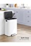 30L Dual Compartment Trash Can, Square Sorting Recycling Bin with Galvanized Steel + PP+ABS Powder Coating for Kitchen Home Office Waste Separation, White - 3
