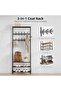 Wall Mounted Clothes Rack with Double Row Hooks, Coat Rack with 6 Hooks and Storage Shelf, Entryway Organizer for Keys, Bags, Coats, Hats - Iron & MDF, 60cm Wide - 7
