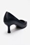 Arel Navy Blue Leather Women's Heeled Shoes - 5