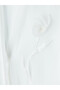 Ecru Shawl Collar Women's Shirt with Floral Appliqué - 7