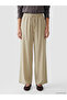Beige Textured Women's Trousers with Elastic Waist - 2