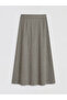 Lcw Vision Brown Striped Pleated Skirt with Elastic Waist - 7