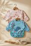 Tinyjoy Waterproof Long Sleeve Baby Bib Set 6-24 Months - 2 Pack Teddy Bear and Whale Patterned Stain T-Shirt - 4