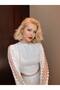 Imported Crepe Fabric Lace Ribbon Detailed Lined Special Design Blouse Skirt Top-Bottom Set - 6
