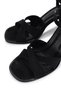 Women's Faux Leather Black Suede Heeled Shoes - 4