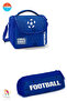 Kids Navy Blue Cobalt blue Football Patterned School Backpack, Lunch Bag, Pencil Bag Set - 3