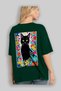 For the Love of Cats 98 Cat Printed Green Oversize T-Shirt 100% Cotton Unisex Cat Lover Premium Design - 3