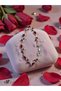 Silver Color Red Zircon Stone Ivy Leaf Design Steel Bracelet - Tarnish Resistant - 20cm