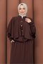Women's Silk Cupra Suit with Sleeves, Buttons, and Cape Detail Skirt - 5
