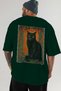 For the Love of Cats 95 Cat Printed Green Oversize T-Shirt 100% Cotton Unisex Cat Lover Premium Design - 5