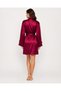Women's Burgundy Satin Lace Nightgown and Robe Set with Thin Straps, Two-Piece Set - 2