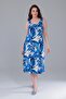 Women's Blue and White Abstract Pattern Strappy Plus Size Dress - 3