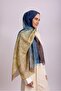 شال أهنك ذو نمط متدرج ووجهين - أزرق خردلي بني - 6