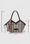 Women's Black Striped Scarf Detailed Textile Shoulder Bag - 5