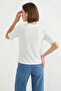 Women's Basic Floral Patterned White T-Shirt with Pocket Detail - 5