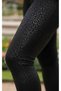 Women's Black High-Waisted Leopard Patterned Diving Fabric Gathering Tights – Sporty & Casual Elegance - 2