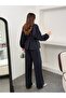 Women’s Elastic Waist Buttoned Suit Pants Blouse Set - 3