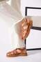 Tolas Caged Buckle Genuine Leather Women's Sandals Tan Skin - 3