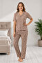 Short Sleeve Buttoned Gofre Pajama Set - 3