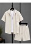 Cotton Linen Thin Organic Natural Breathable Soft Anti-Sweat Shirt Shorts Set - 4