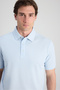 Ds Damat Regular Fit Blue Pique Textured T-Shirt - 3
