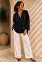 V-Neck Flowy Oversized Blouse - 3