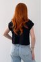 Women's Black Crew Neck Short Basic T-Shirt Nj137 - 4