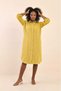 Yellow Women's 100% Cotton Muslin Fabric Long Sleeve Hijab Shirt Dress |   Buttoned Summer Knee-Length Tunic |   Comfortable Fit - 6