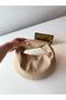 Women's Beige Knot Handle Soft Textured Handbag Modern Croissant Model - 2