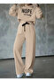    Women's Long Sleeve Nope Printed Ribbed Waist Double Suit - 4