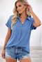 Women's Short Sleeve Collared Woven Viscose Blouse - 2