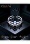 Women's Adjustable Steel Ring with Mystic Stone and Princess Crown Figure - 8