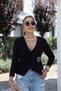 Women's Long Sleeve Double-Breasted Collar Buckle Detailed Viscose Blouse