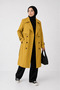 Women's Long Trench Coat Belted Plaid Lined Buttoned Water and Wind-Resistant Stylish Outerwear - 3