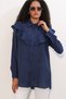 Women's Ruffle Detailed Shirt Tunic 1494 - Navy Blue - 5