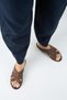 Romina Women's Genuine Leather Cross Knit Brown Slippers - 7