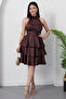 Halter Neck Layered Satin Dress Drp565
