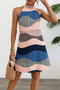 Women's Sleeveless Halter Neck Strap Patterned Midi Single Jersey Dress - 3