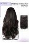 4Pcs Clip in Wavy Hair Extensions Invisible Adjustable Long Synthetic Heat Resistant Hairpieces for Women Girls (55cm,Brown Black)