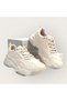 Women's Thick Sole Lace-Up Sports Shoes & Sneakers Beige - 4