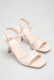 Beige Wrinkled Single-Strap Open-Back Goblet Heeled Evening Dress Sandals - 4