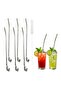 Premium Stainless Steel Spoon Straws Set, 304 Grade Steel, 21.5 cm Length, Rust-Resistant Filter Design, Silver, 7-Piece Set