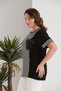 Plus Size Black and White Striped Short Sleeve T-Shirt - 2