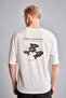 100% Cotton Boxy Fit Back Printed Short Sleeve Ecru T-Shirt H8473Ax26Hs - 6