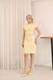 Yellow Draped Women's Dress with Gold Accessory Detail - 3