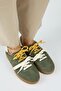 Barbella 2 Women's Genuine Leather Three Separate Alternative Laces Khaki-Ecru Sneakers - 4