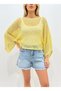 Women's Perforated Oversize Boat Neck Knitwear Blouse 8722