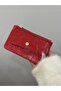 Women's Red Leather Look Multi-Compartment Mini Wallet & Card Holder |   Functional Design with Zippered Coin Compartment and Snap Fasteners