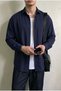 Denver Navy Blue Colored Tree Bark Patterned Half Oversize Comfortable Fit Shirt - 5